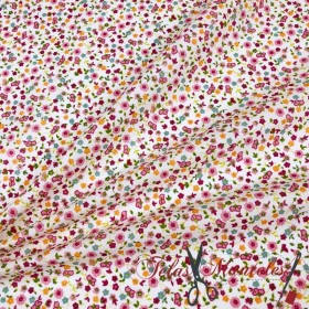 ALGODÓN POPELIN FLORECITAS ROSA - TIENDA ONLINE TELAS Y MANTELES