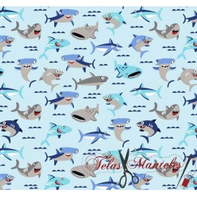 Algodón Baby Shark TelasyManteles.es