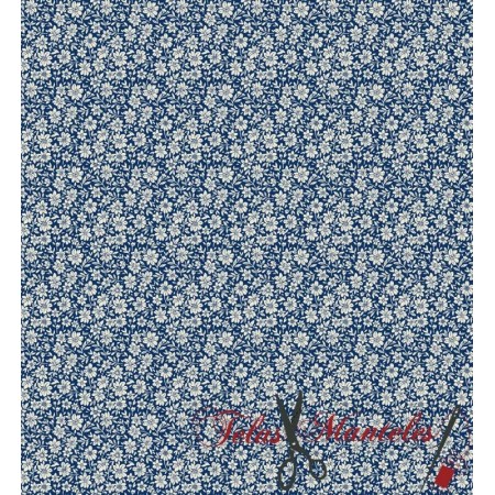 Tela Algodón Liberty Flores Pequeñas Marino - TELAS Y MANTELES