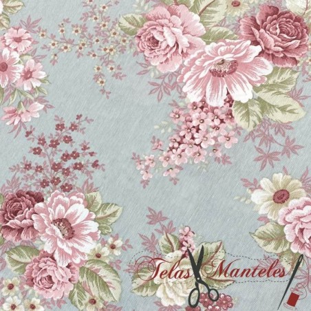 TELA FLORES CRETONA - TIENDA ONLINE TELAS Y MANTELES