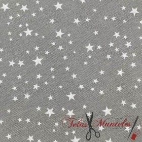 TELA ESTRELLAS GRIS - TELAS Y MANTELES