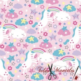 TELA UNICORNIO ROSA - TIENDA ONLINE TELAS Y MANTELES