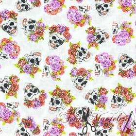 POPELIN ALGODON CATRINAS CALAVERAS - TIENDA ONLINE TELAS Y MANTELES