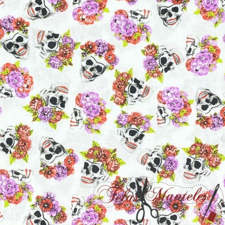 POPELIN ALGODON CATRINAS CALAVERAS - TIENDA ONLINE TELAS Y MANTELES