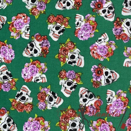 POPELIN ALGODON CATRINAS CALAVERAS - TIENDA ONLINE TELAS Y MANTELES
