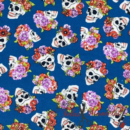 POPELIN ALGODON CATRINAS CALAVERAS - TIENDA ONLINE TELAS Y MANTELES