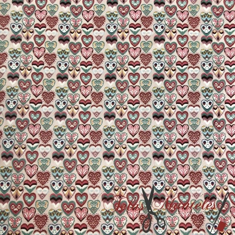 Algodón Corazones Mosaico