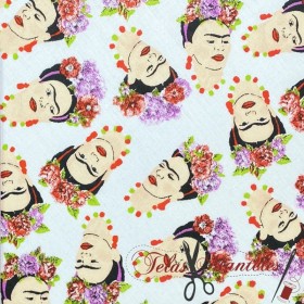 TELA POPELIN ALGODON FRIDA KAHLO - TIENDA ONLINE TELAS Y MANTELES