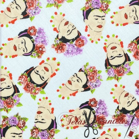 TELA POPELIN ALGODON FRIDA KAHLO - TIENDA ONLINE TELAS Y MANTELES