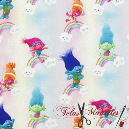 TELA ALGODON TROLLS - TIENDA ONLINE TELAS Y MANTELES
