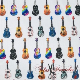 TELA DE ALGODON GUITARRAS - TIENDA ONLINE TELAS Y MANTELES