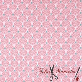 TELA DE ALGODÓN GEOMETRICAS ROSA - TIENDA ONLINE TELAS Y MANTELES