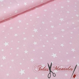POPELIN ESTRELLAS INFANTILES ROSA - TIENDA ONLINE TELAS Y MANTELES