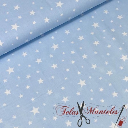 POPELIN ESTRELLAS INFANTILES AZUL - TIENDA ONLINE TELAS Y MANTELES