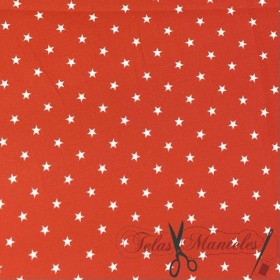 POPELIN ESTRELLAS ROJO - TIENDA ONLINE TELAS Y MANTELES