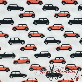 TELA DE ALGODON POPELIN COCHE MINI - TIENDA ONLINE TELAS Y MANTELES