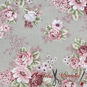 TELA FLORES CRETONA - TIENDA ONLINE TELAS Y MANTELES