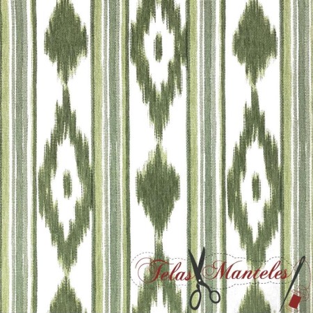 TELA MALLORQUINA IKAT VERDE - TIENDA ONLINE TELAS Y MANTELES