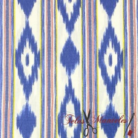 TELA MALLORQUINA IKAT MULTICOLOR - TIENDA ONLINE TELAS Y MANTELES