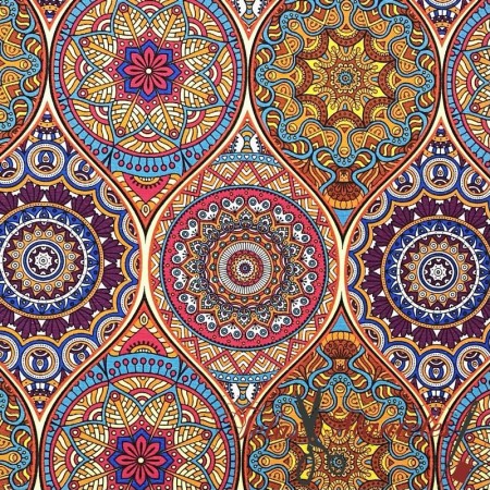TELA LONETA MANDALAS MULTICOLOR - TIENDA ONLINE TELAS Y MANTELES
