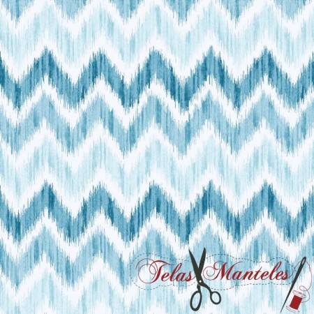 TELA MALLORQUINA IKAT TURQUESA - TIENDA ONLINE TELAS Y MANTELES