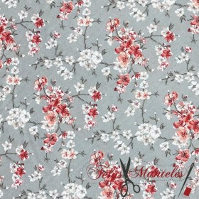 TELA POPELIN ALGODÓN ALMENDRO JAPONÉS - TIENDA ONLINE TELAS Y MANTELES