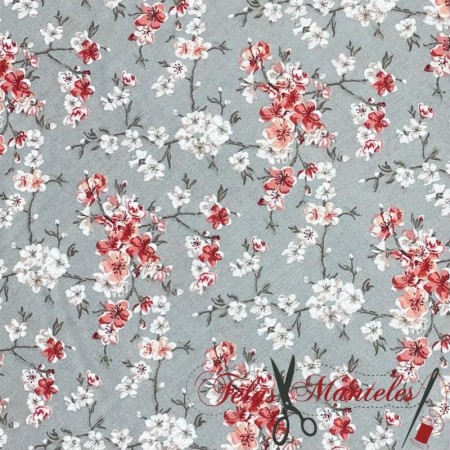 TELA POPELIN ALGODÓN ALMENDRO JAPONÉS - TIENDA ONLINE TELAS Y MANTELES
