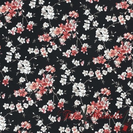 TELA POPELIN ALGODÓN ALMENDRO JAPONÉS - TIENDA ONLINE TELAS Y MANTELES
