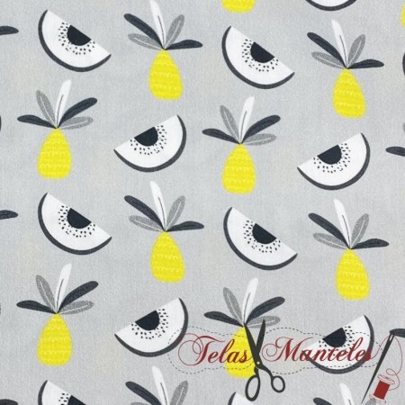 TELA DE ALGODON POPELIN PIÑAS - TIENDA ONLINE TELAS Y MANTELES