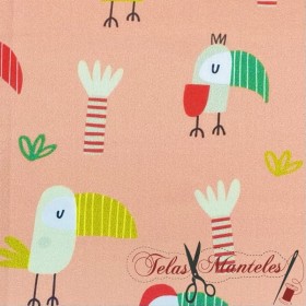 TELA DE ALGODON POPELIN TUCANES - TIENDA ONLINE TELAS Y MANTELES