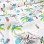 TELA DE ALGODON POPELIN CON FLAMENCOS Y PALMERAS - TIENDA ONLINE TELAS Y MANTELES