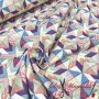 TELA POPELIN ALGODÓN FORMAS GEOMÉTRICAS MULTICOLOR - TIENDA ONLINE TELAS Y MANTELES