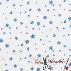TELA POPELIN ALGODÓN INFANTIL ESTRELLAS AZUL - TIENDA ONLINE TELAS Y MANTELES