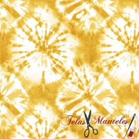 LONETA ESTAMPADA TIE DYE AMARILLO - TIENDA ONLINE TELAS Y MANTELES