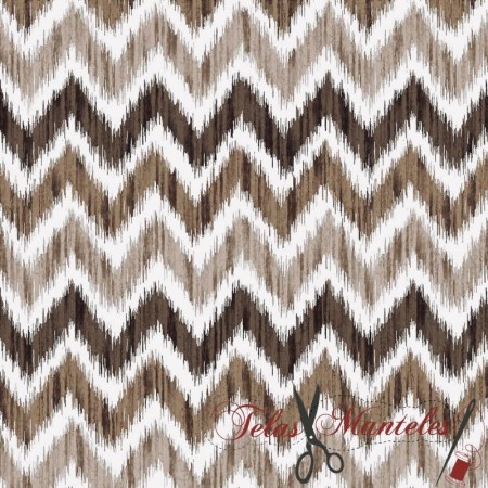 TELA MALLORQUINA IKAT MARRON BEIGE - TIENDA ONLINE TELAS Y MANTELES