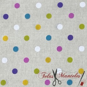 TELA LONETA LUNARES DE COLORES - TIENDA ONLINE TELAS Y MANTELES