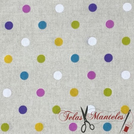 TELA LONETA LUNARES DE COLORES - TIENDA ONLINE TELAS Y MANTELES