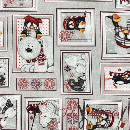 LONETA NAVIDAD PINGÜINOS - TIENDA ONLINE TELAS Y MANTELES