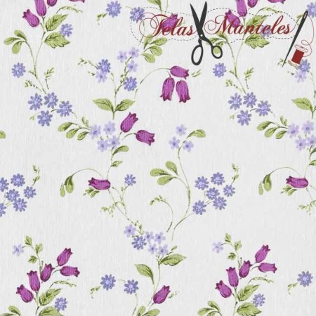 TELA LONETA FLOR CAMPANILLA - TIENDA ONLINE TELAS Y MANTELES