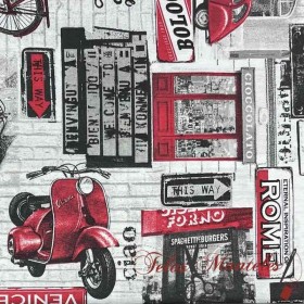 TELA ESTAMPADA MOTOS VESPA ITALIA - TIENDA ONLIINE TELAS Y MANTELES