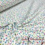 ALGODÓN POPELIN FLORECITAS TURQUESA - TIENDA ONLINE TELAS Y MANTELES