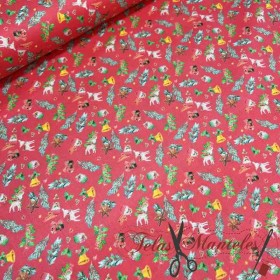 TELA DE ALGODON NAVIDAD RENOS - TIENDA ONLINE TELAS Y MANTELES