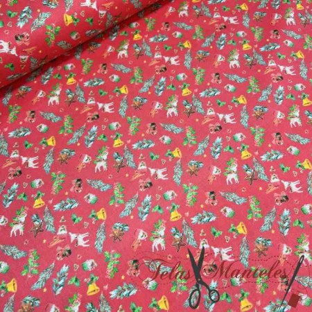 TELA DE ALGODON NAVIDAD RENOS - TIENDA ONLINE TELAS Y MANTELES