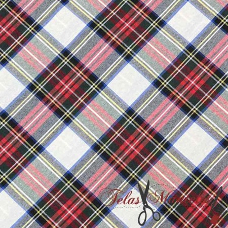 TELA CUADRO ESCOCÉS BLANCO - TIENDA ONLINE TELAS Y MANTELES