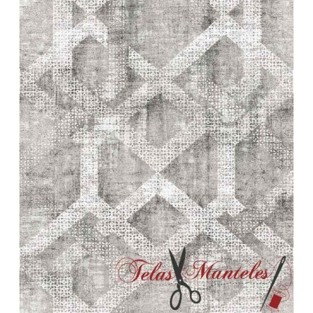 TELA IMPERMEABLE GEOMÉTRICO 3D GRIS - TIENDA ONLINE TELAS Y MANTELES