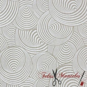 TELA ESTAMPADA ESPIRALES BEIGE - TIENDA ONLINE TELAS Y MANTELES