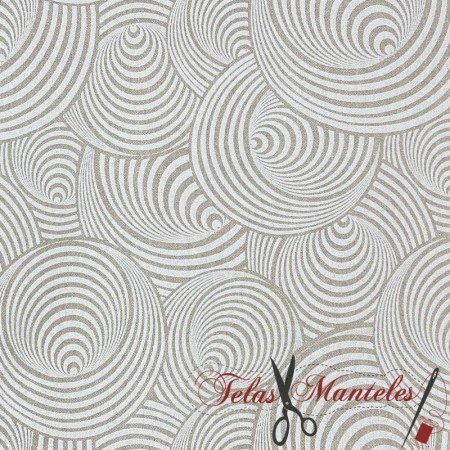 TELA ESTAMPADA ESPIRALES BEIGE - TIENDA ONLINE TELAS Y MANTELES