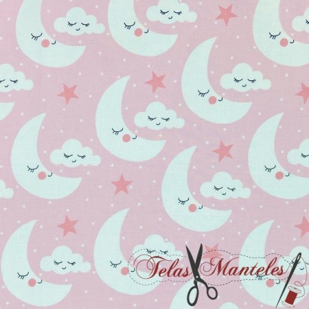 ALGODÓM 100% LUNAS Y NUBES - TIENDA ONLINE TELAS Y MANTELES