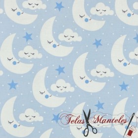 ALGODÓM 100% LUNAS Y NUBES - TIENDA ONLINE TELAS Y MANTELES