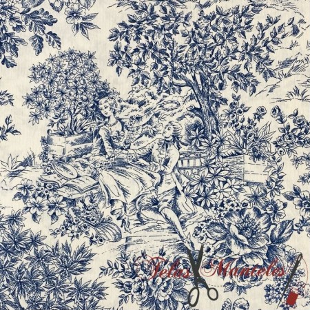 TELA IMPERMEABLE TOILE DE JOUY CARTUJA - TIENDA ONLINE TELAS Y MANTELES
